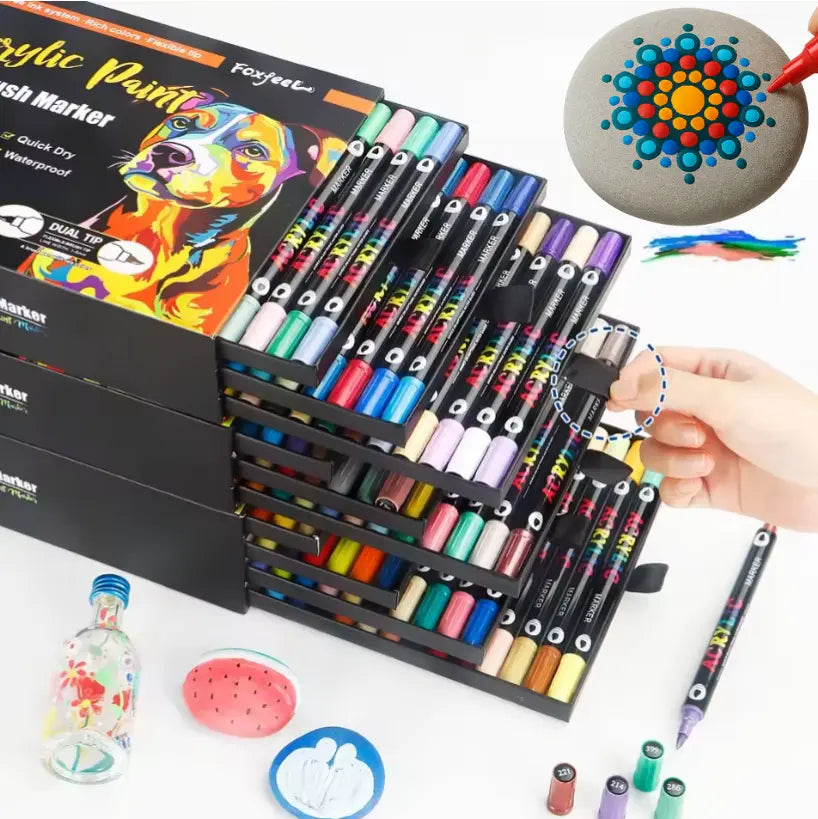 Feutres Acrylique à Double Mine - Couleurs Différentes — 96/120/168 couleurs FAMICOLOR