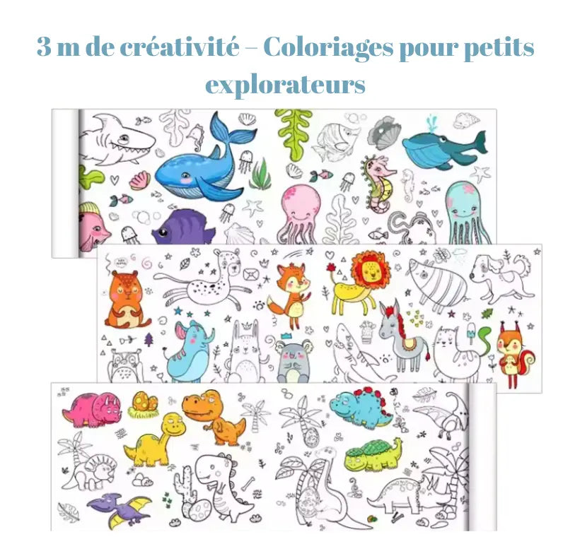 Rouleau à Colorier pour Enfants — Thèmes: Océan / Voitures / Princesse FAMICOLOR