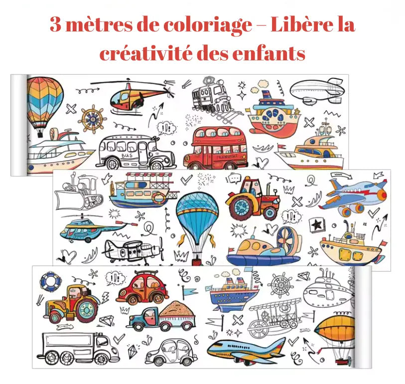 Rouleau à Colorier pour Enfants — Thèmes: Océan / Voitures / Princesse FAMICOLOR