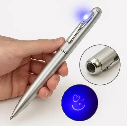 Stylo à Encre Invisible avec Lampe UV — Stylo secret pour messages cachés FAMICOLOR