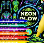 6 Surligneurs Néon “Night Glow” — Couleurs lumineuses qui brillent sous lumière noire (UV) — FAMICOLOR