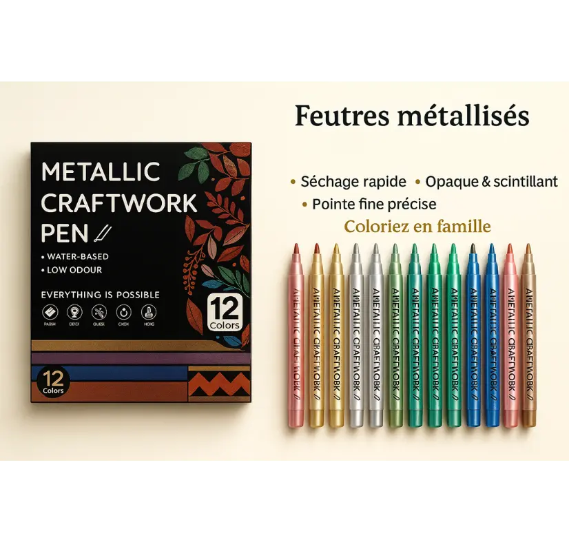 Feutres Acryliques Métalliques 12 Couleurs FAMICOLOR