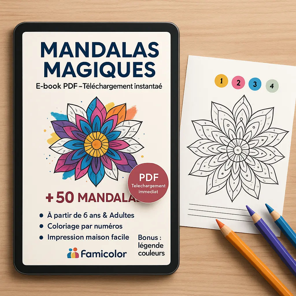 50 Mandalas Magiques – Détente & Créativité en Famille 🎨| Colorisation guidée par numéros FAMICOLOR