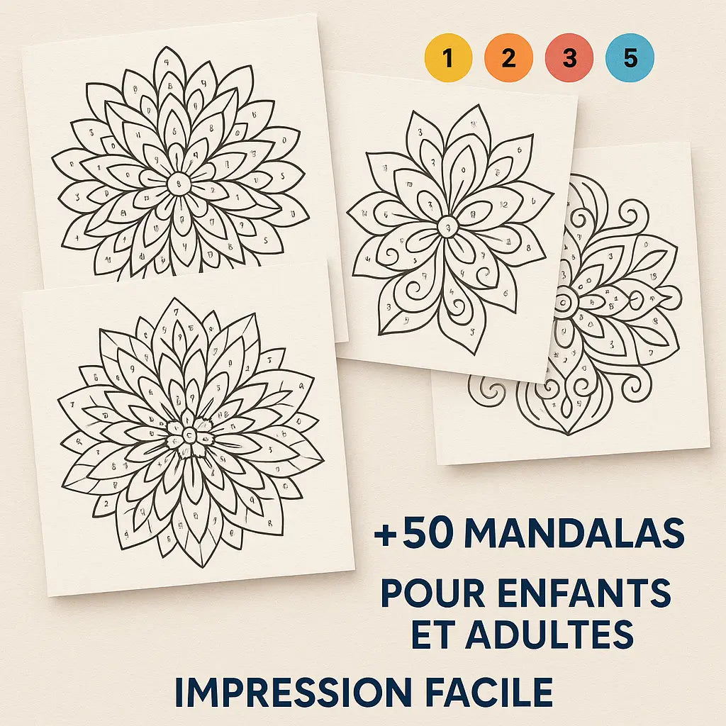 50 Mandalas Magiques – Détente & Créativité en Famille 🎨| Colorisation guidée par numéros FAMICOLOR