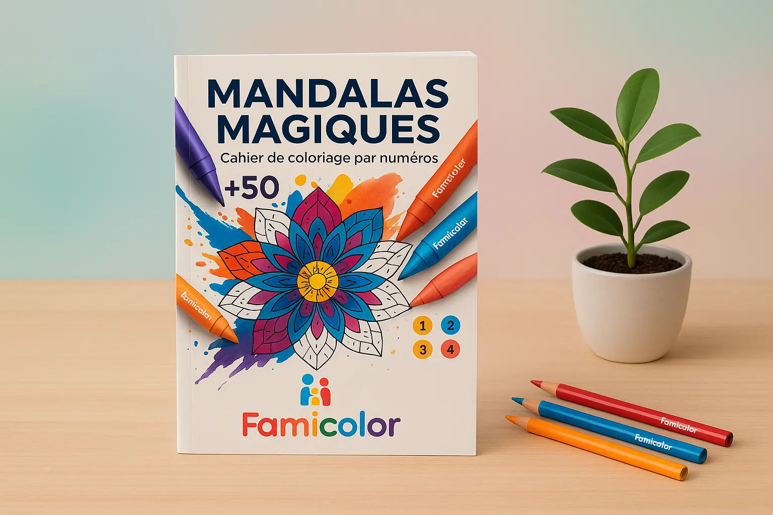 50 Mandalas Magiques – Détente & Créativité en Famille 🎨| Colorisation guidée par numéros FAMICOLOR