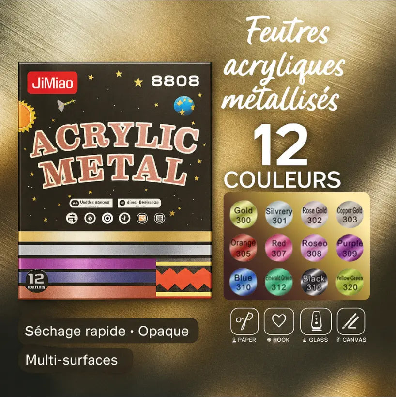 Feutres Acryliques Métalliques à Double Embout (Graffiti) — 12 & 24 couleurs au choix FAMICOLOR