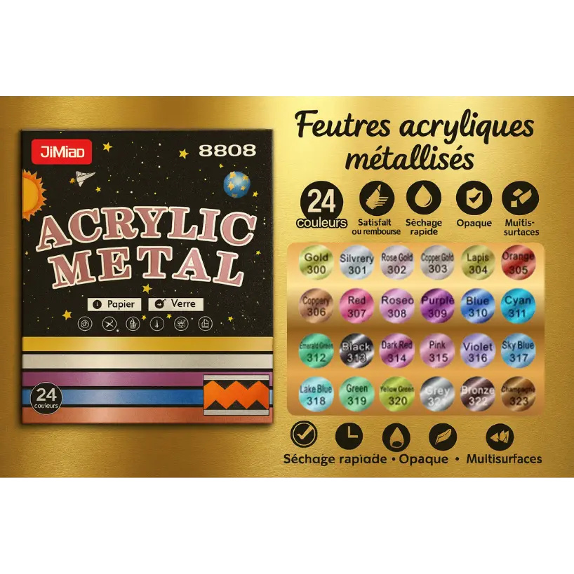 Feutres Acryliques Métalliques à Double Embout (Graffiti) — 12 & 24 couleurs au choix FAMICOLOR