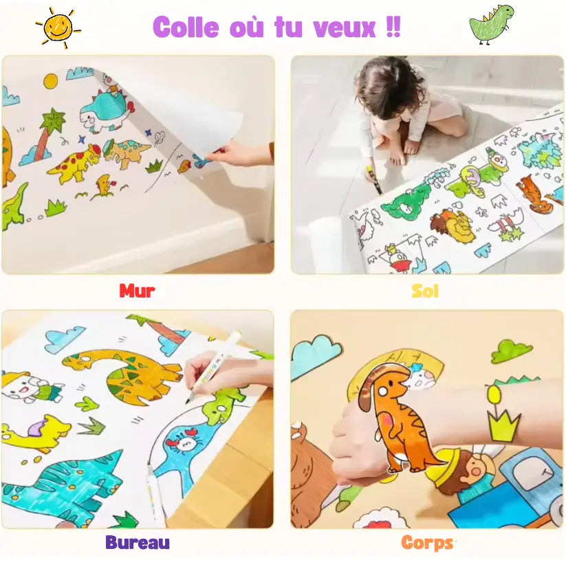 Rouleau à Colorier pour Enfants — Thèmes: Océan / Voitures / Princesse FAMICOLOR
